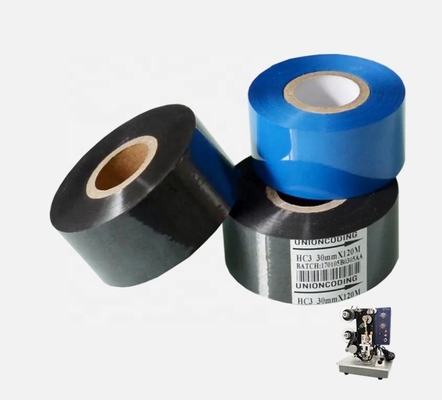 プリンターリボン 12mm 幅 30mm x 100m 黒いロール ホットスタンプコーダーに対応