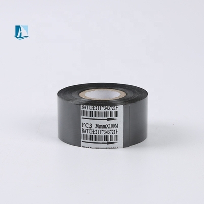 ホットスタンピングリボン 黒 25mm 幅 122m 長さ 日付コード用紙