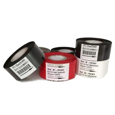 ホットスタンプ温度100C-160C 55*100m/122mのための樹脂ワックスプリンターリボン