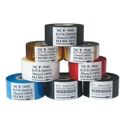 ホットスタンプ温度100C-160C 55*100m/122mのための樹脂ワックスプリンターリボン