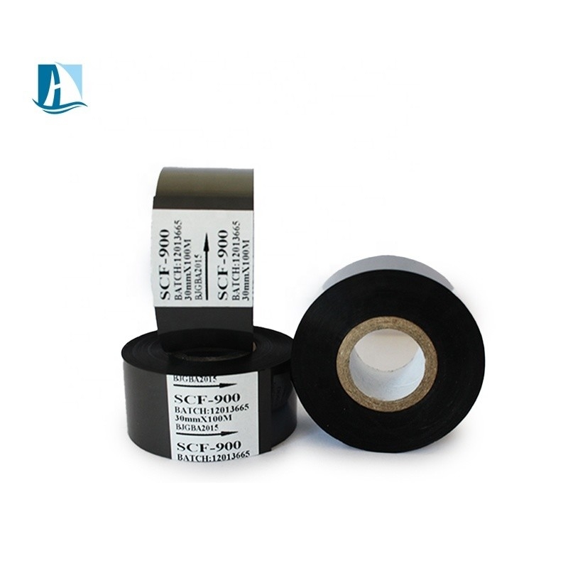 30mm * 100m LC1 ホットスタンピング フォイル ロール 有効期限印刷用の黒色コードリボン